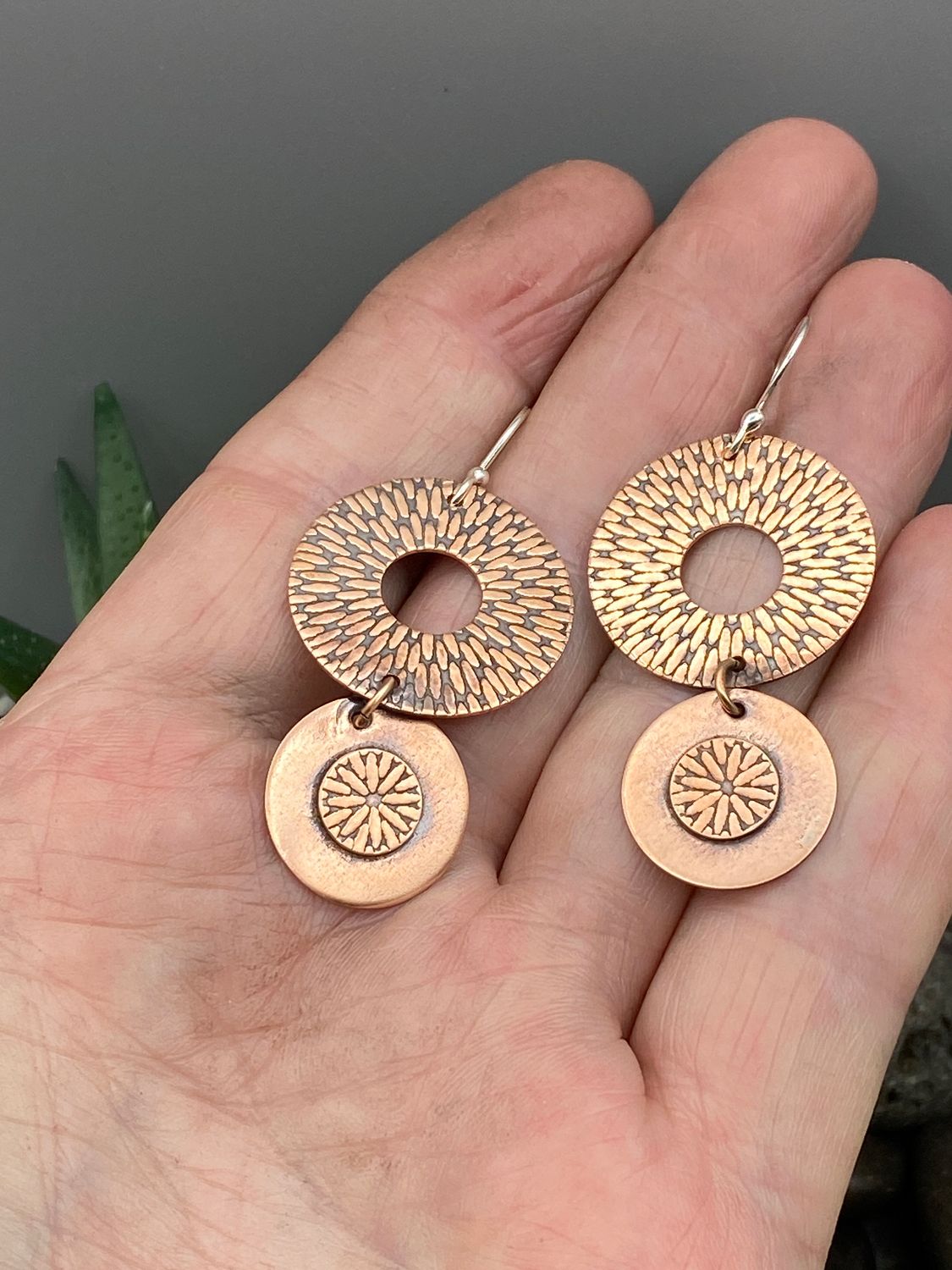 Camomile Pattern Double Dangle Hoop Earrings