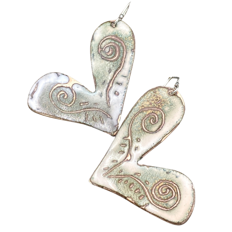Heart Enameled Earrings