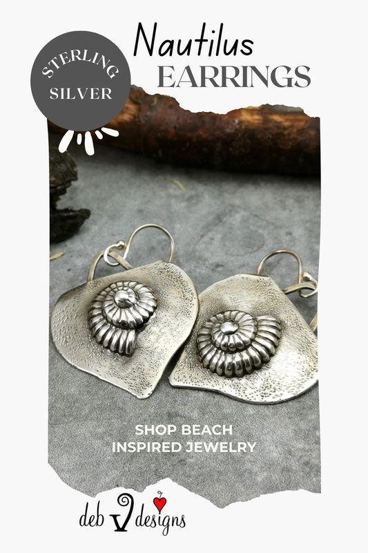 Nautilus Sterling Silver Earrings | Ocean Inspired | Handcrafted Textured Metal Earrings | Beach Jewelry