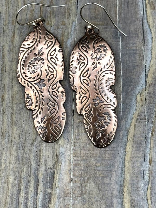 Feather Copper Earrings Lotus Vine Copper Earrings
