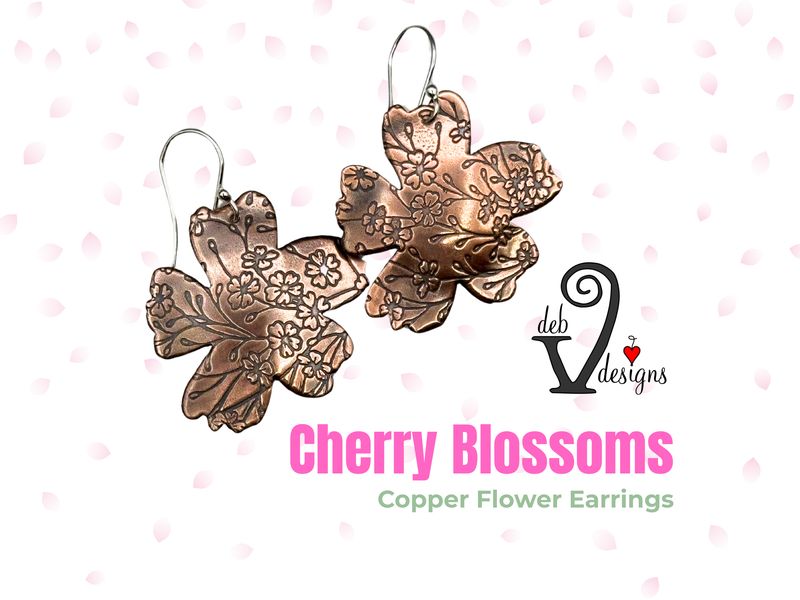 Copper Cherry Blossom Earrings – Handcrafted Nature-Inspired Jewelry