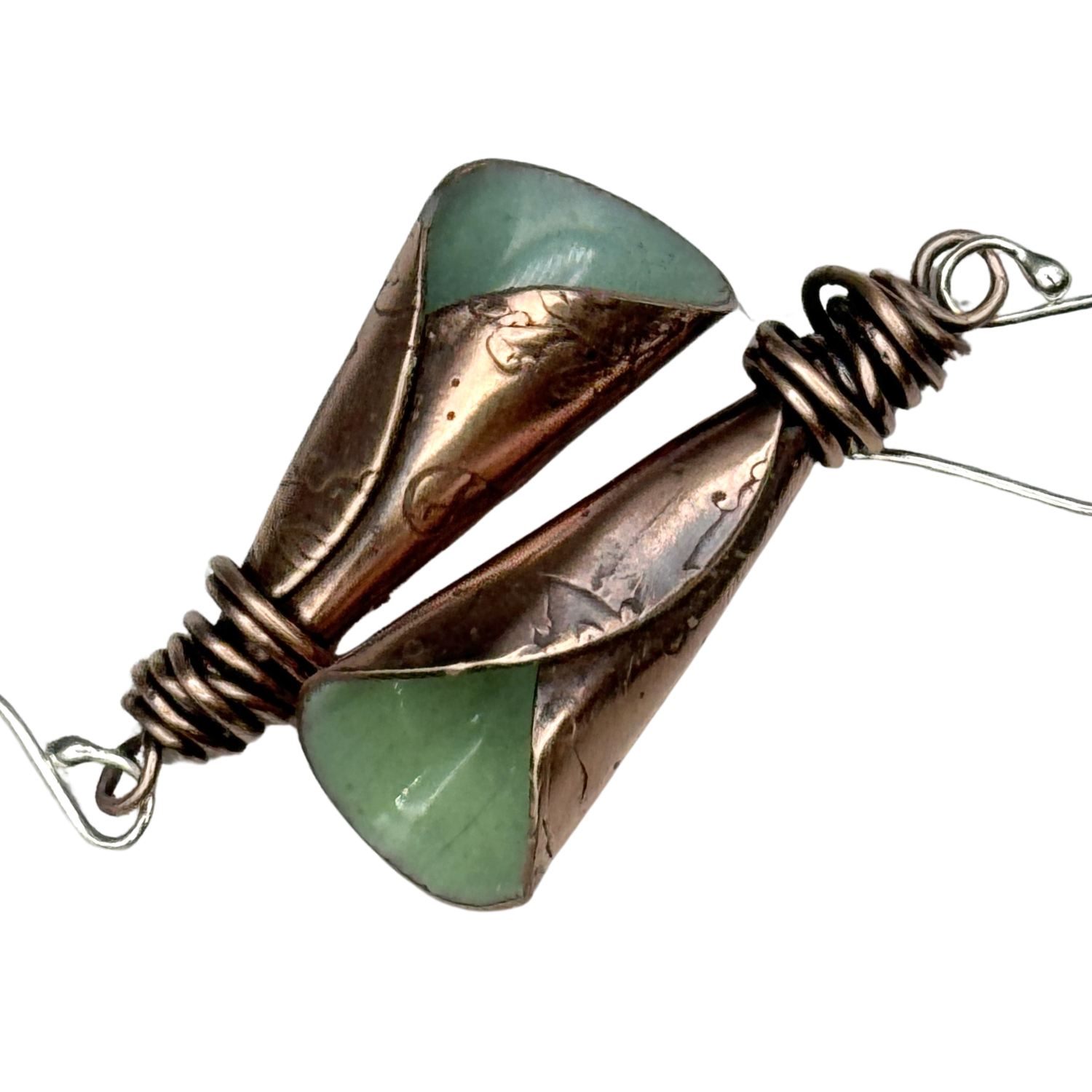 Handmade Copper Calla Lily Earrings – Robins Egg Blue Enamel Floral Dangles