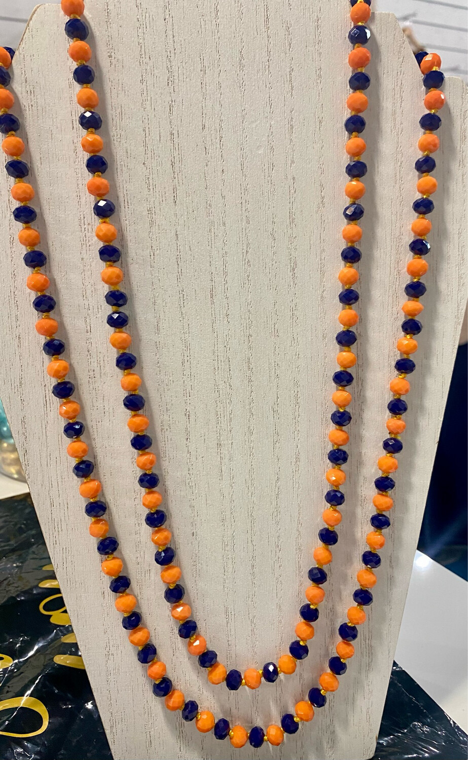 Blue/Orange Long Strand Beads