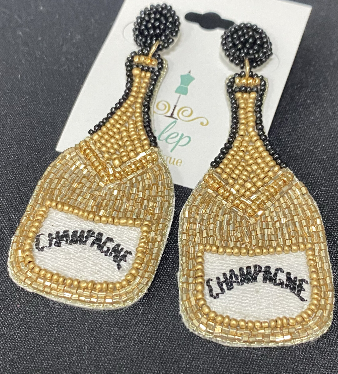 Gold & Bold Champagne Bead Novelty Earring