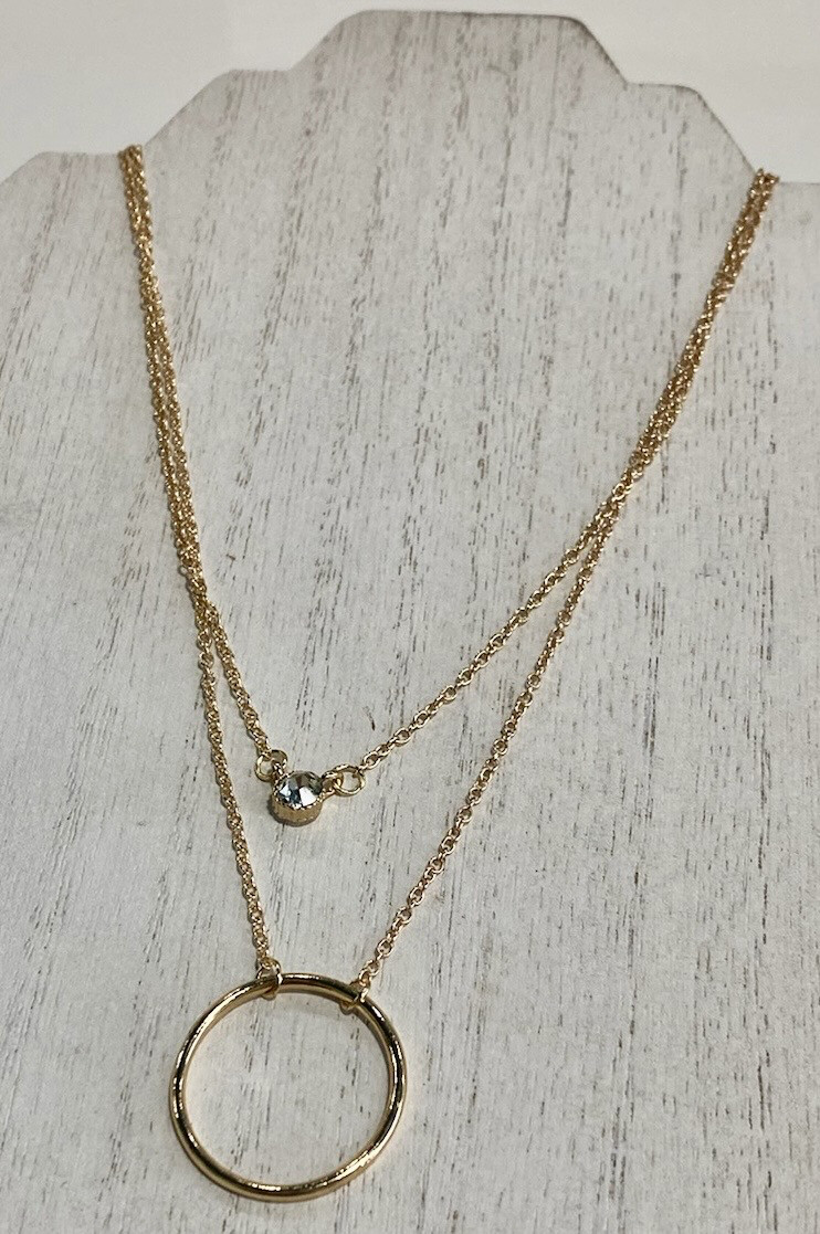 CZ & Circle 2 Layer Necklace