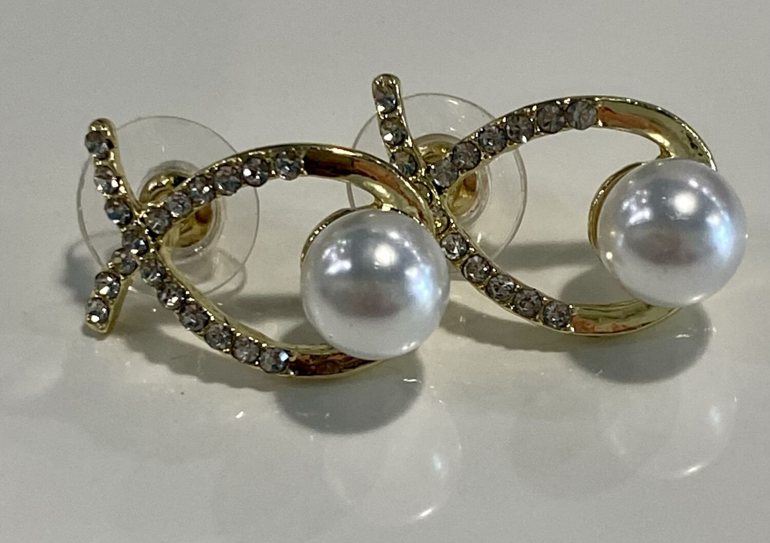 Rhinestone Cross Pearl Earring