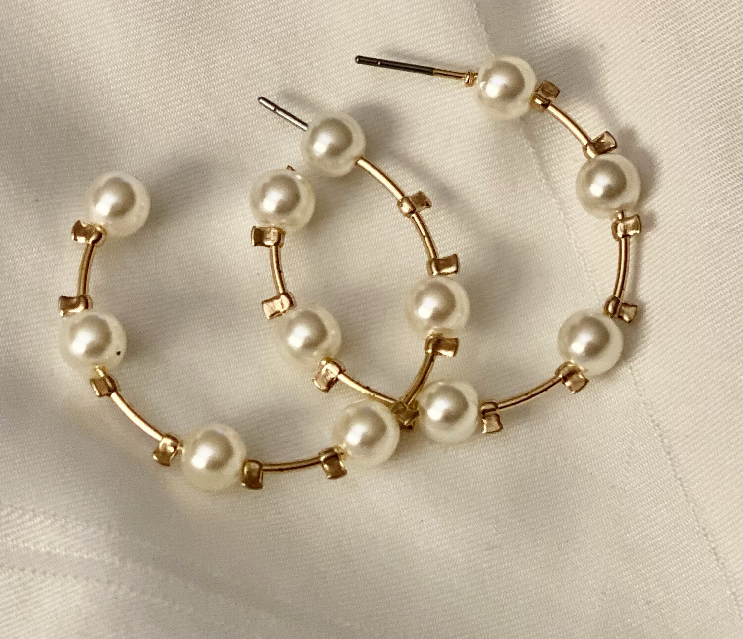 Dozen Pearl Hoop Earring