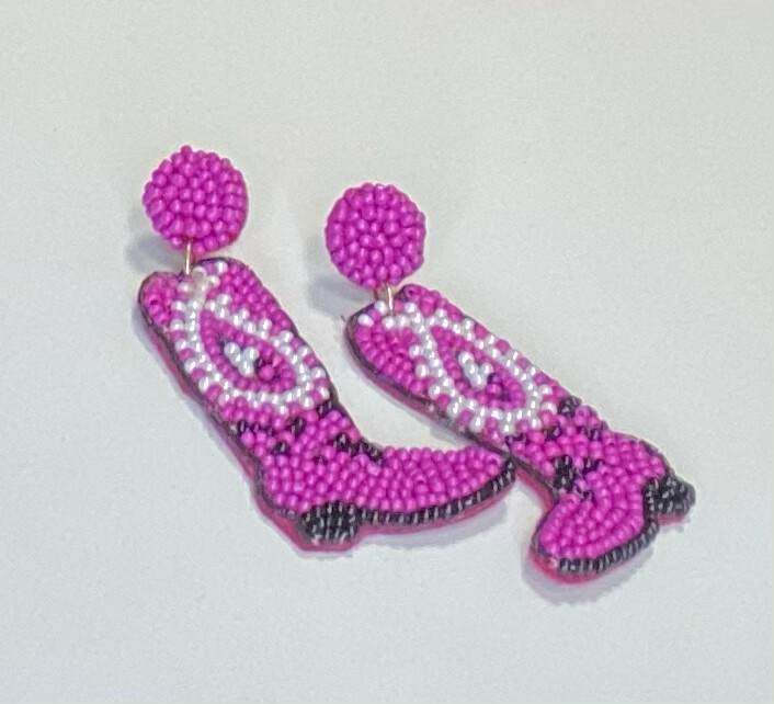 Boots, Pink & Paisley Earring