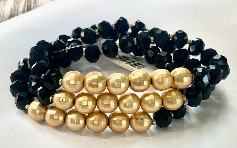 Blk/Gold Glass Bead Br