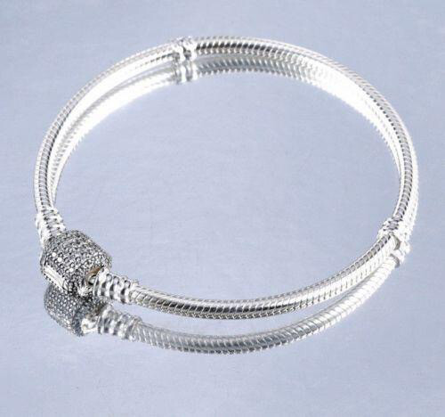 925 silver starter moments bracelet pave barrel clasp