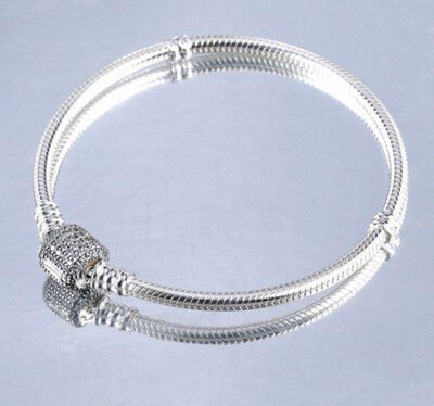 925 silver starter moments bracelet pave barrel clasp