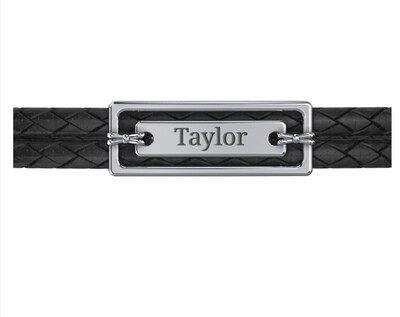 Men’s leather Engravable nametag bracelet