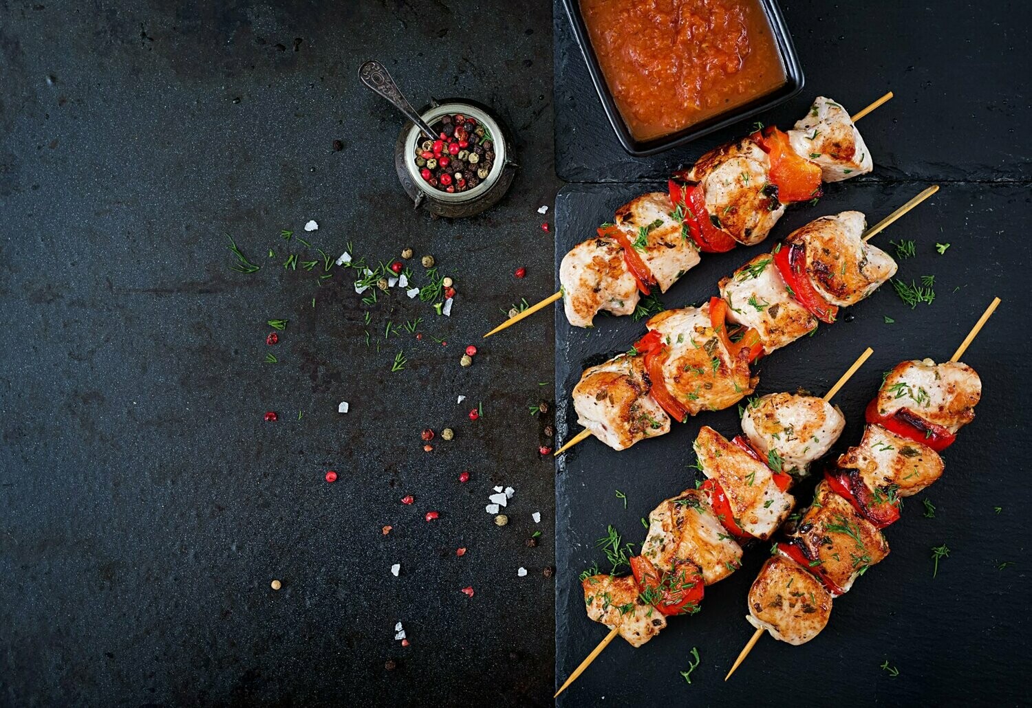 brochettes poulet oignon confit