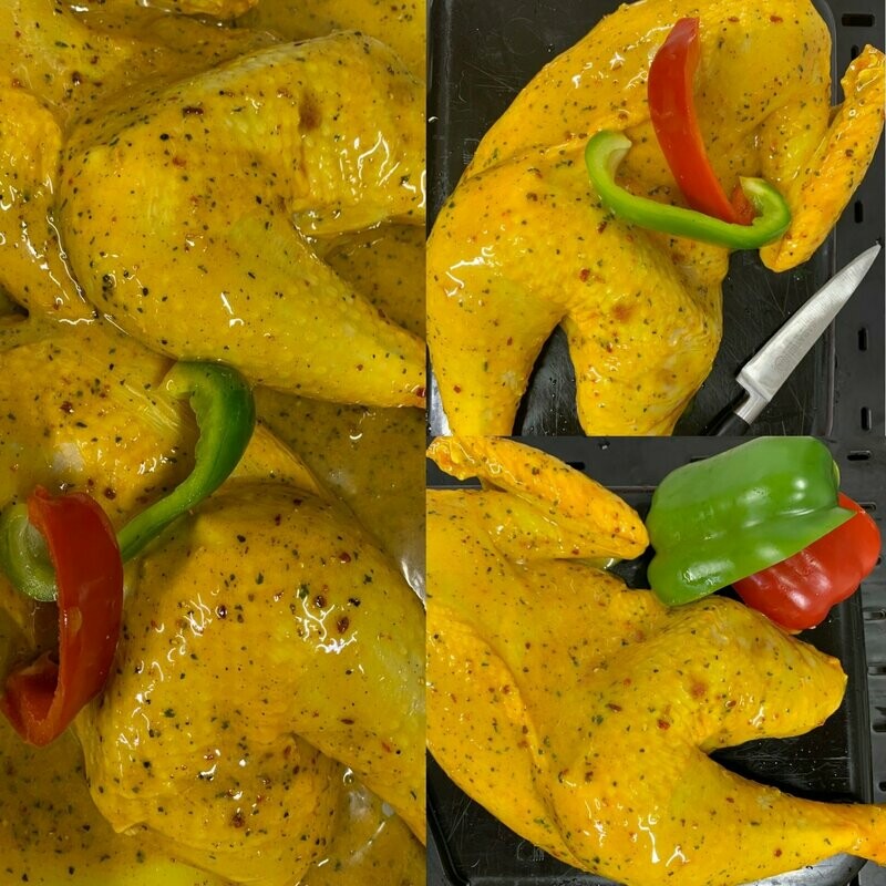 demi poulet fermier mariné