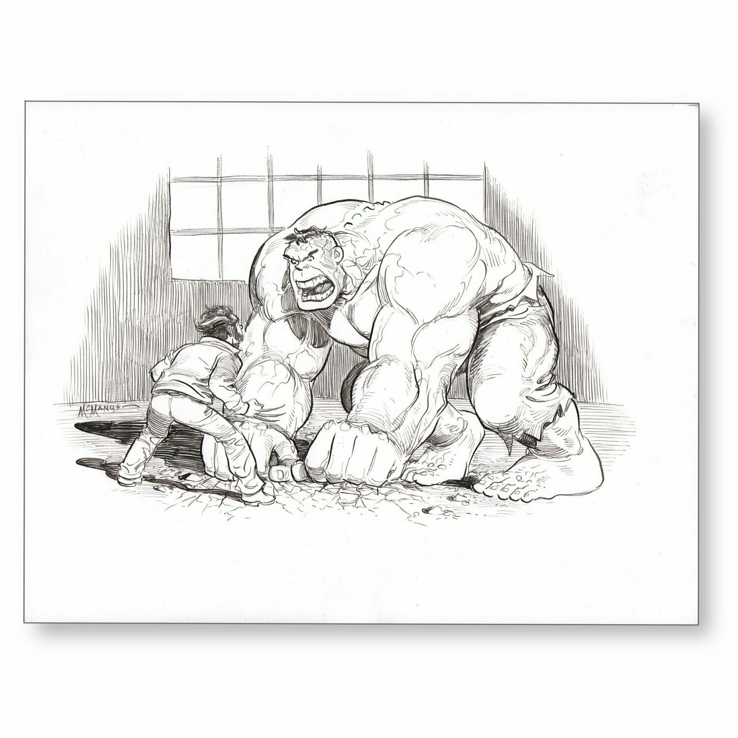 Wolverine vs Hulk - Ink drawing on 8.5x11 bristol board