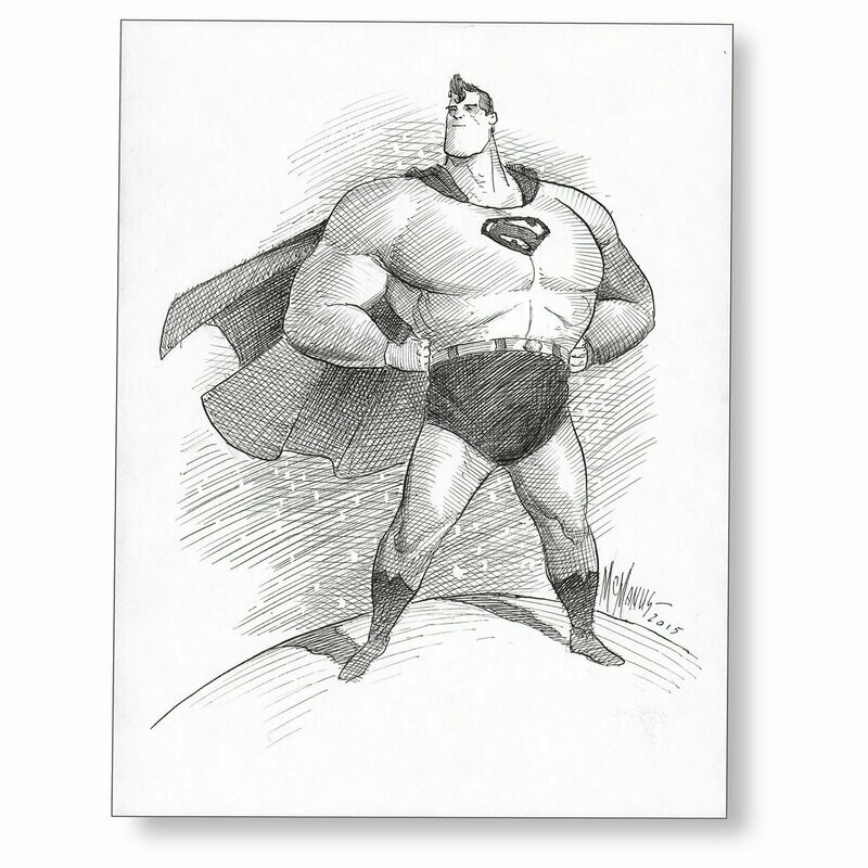 Original Superman - Ink on bond paper.