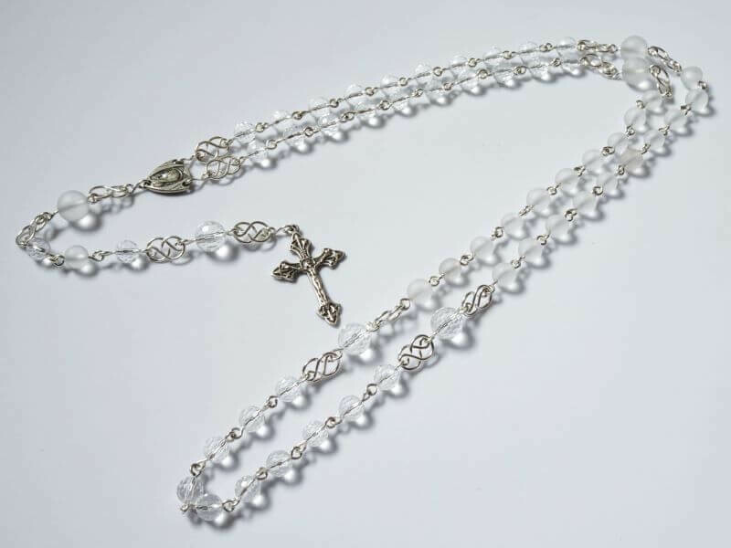 Chapelet cristal de roche en argent