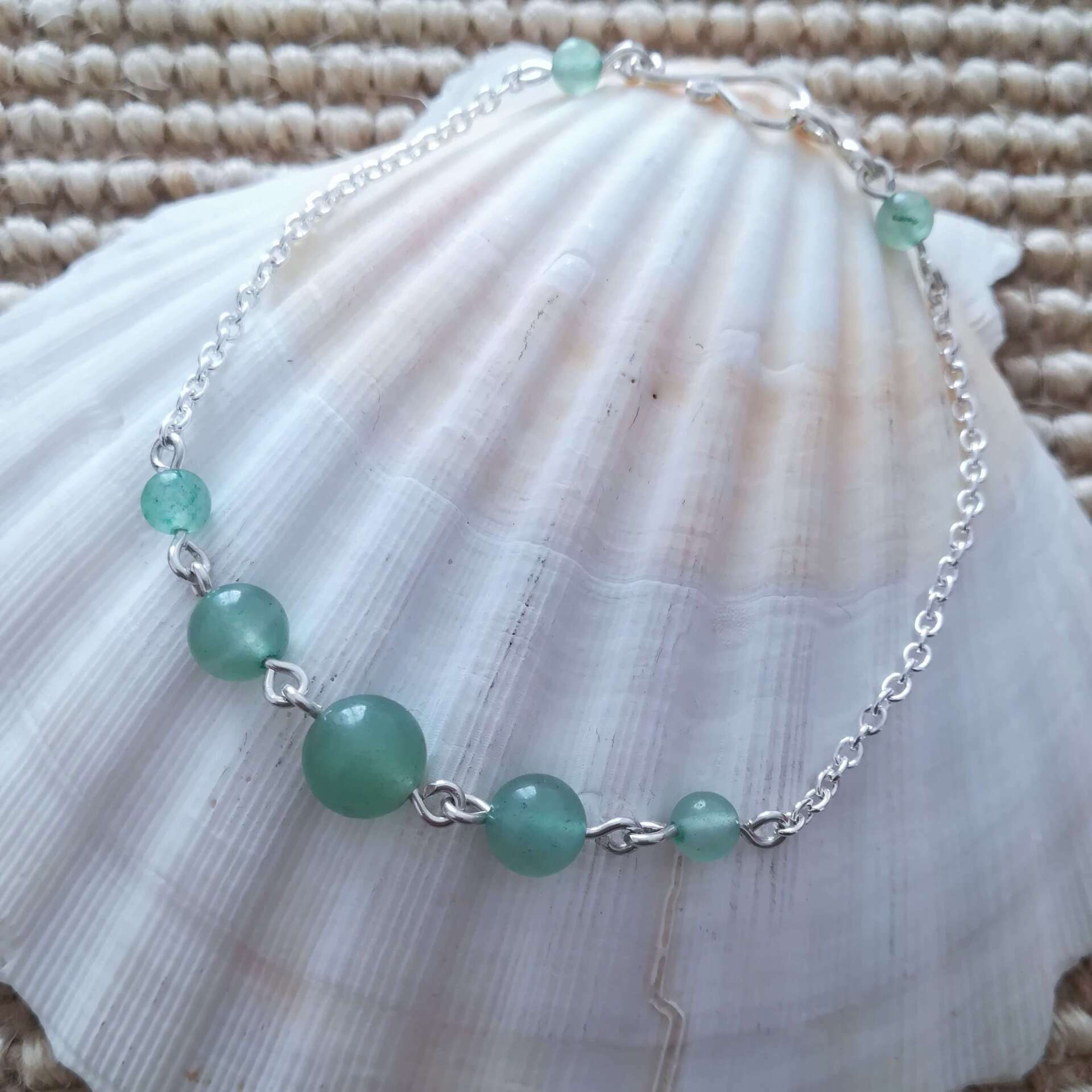 Bracelet aventurine en argent