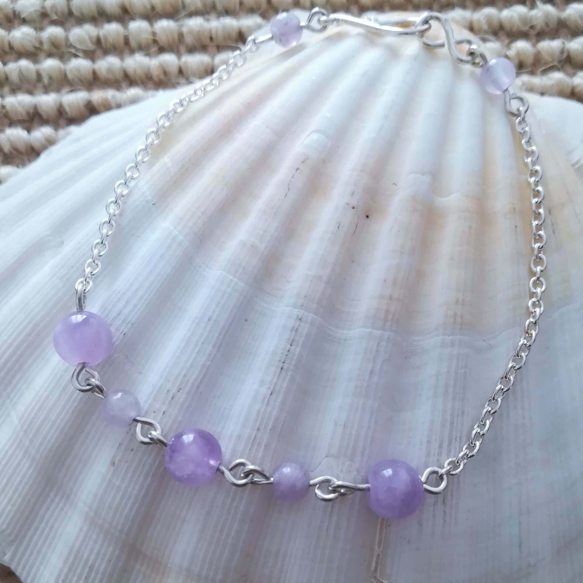 Bracelet amethyste lavande en argent