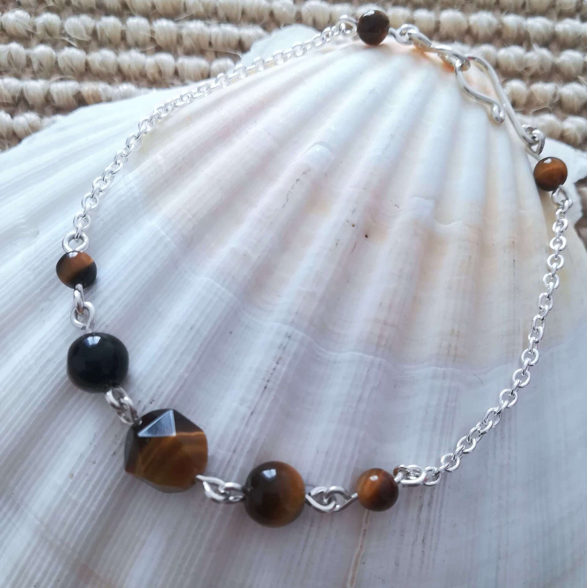 Bracelet oeil de tigre en argent