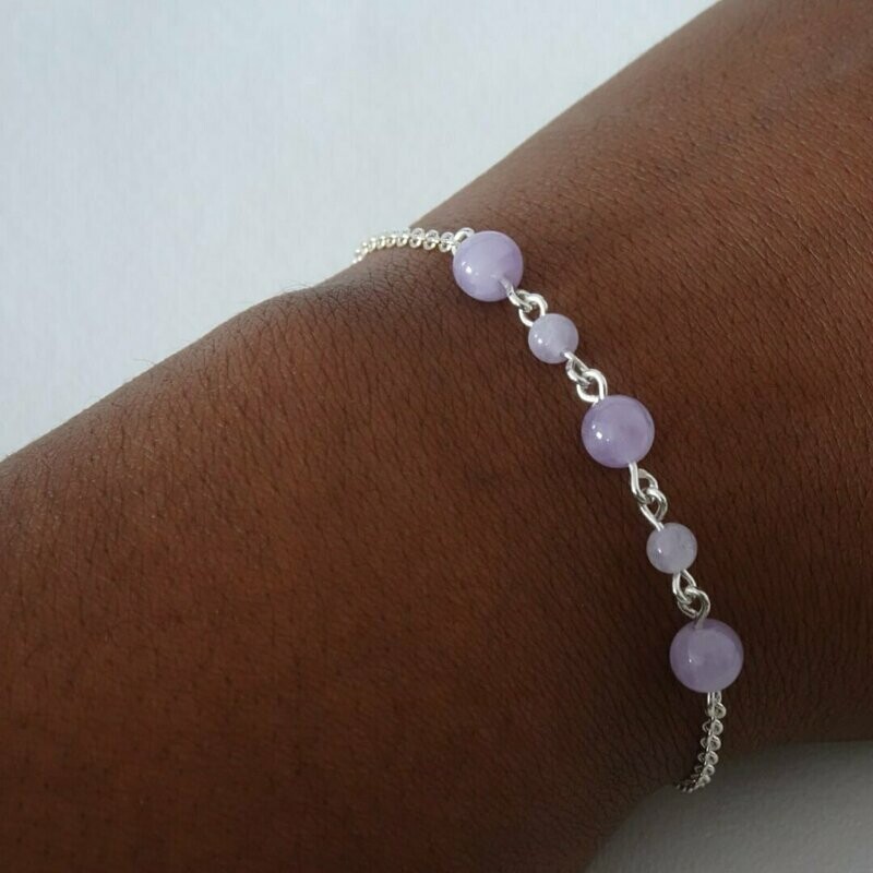 Bracelet amethyste lavande en argent