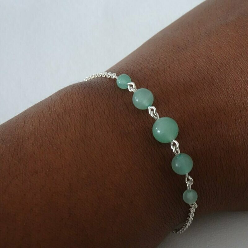 Bracelet aventurine en argent