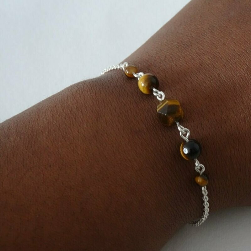 Bracelet oeil de tigre en argent