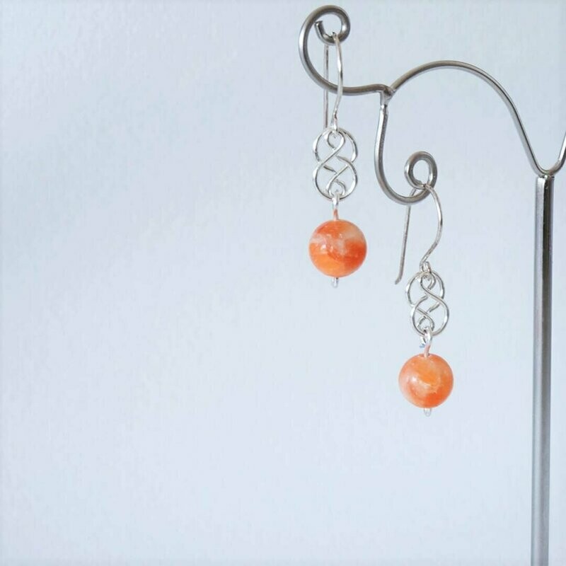 Boucles d oreilles calcite orange en argent