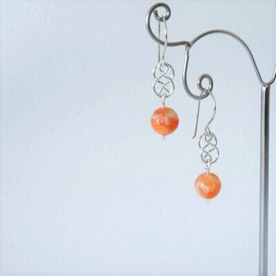 Boucles d oreilles calcite orange en argent