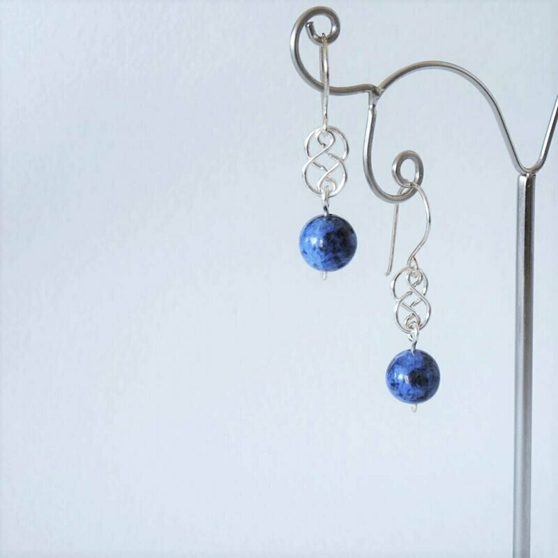 Boucles d oreilles dumortierite en argent