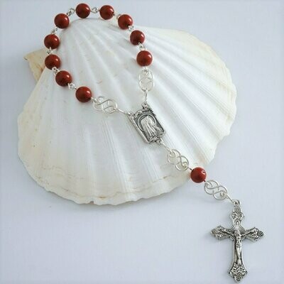 Chapelet dizainier jaspe rouge en argent