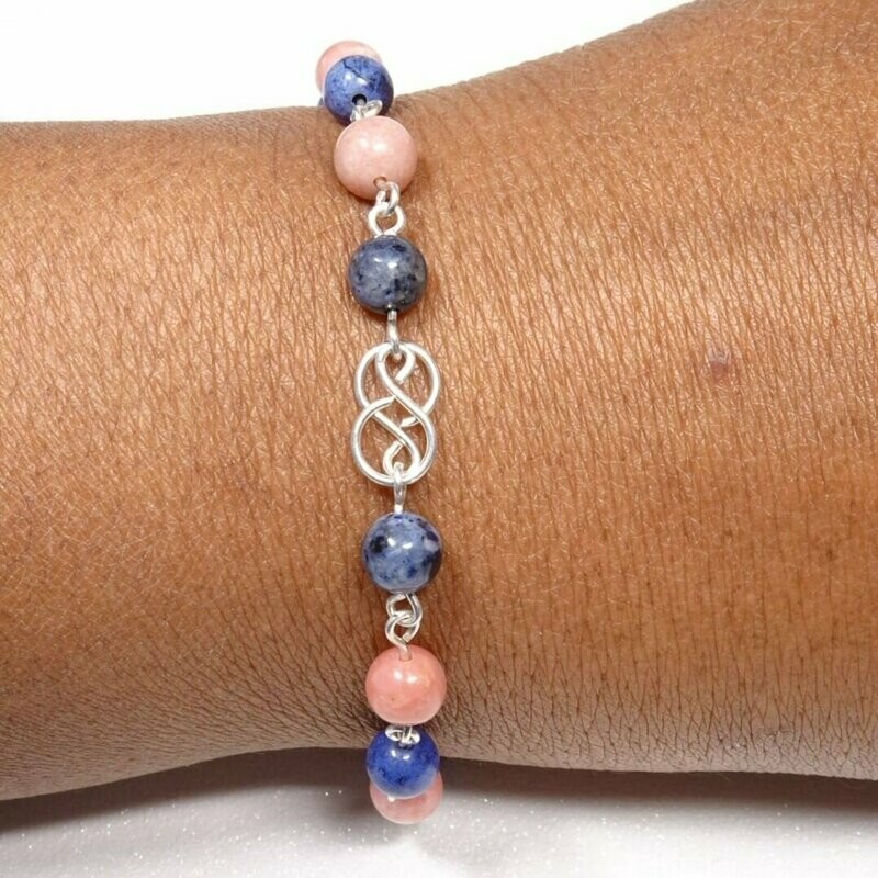 Bracelet dumortierite et thulite en argent