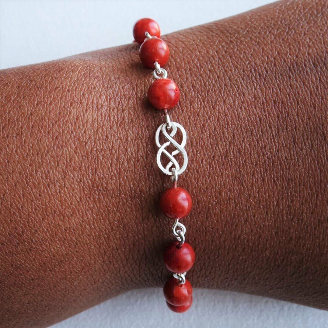 Bracelet corail eponge en argent