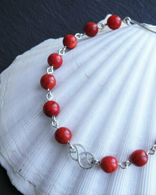 Bracelet corail eponge en argent