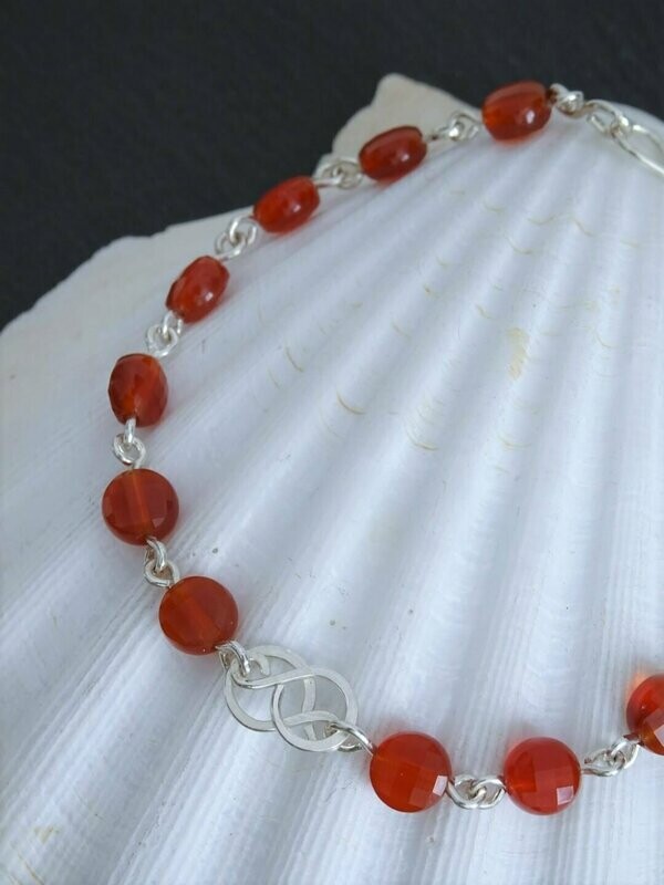 Bracelet cornaline en argent