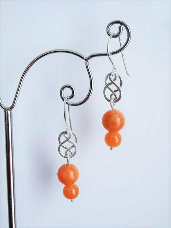 Boucles d oreilles calcite orange en argent