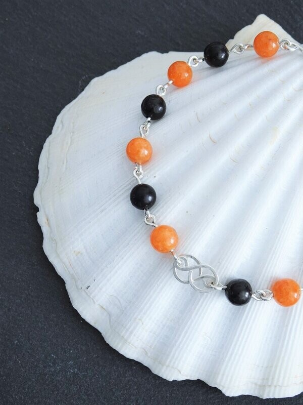 Bracelet calcite orange et shungite
