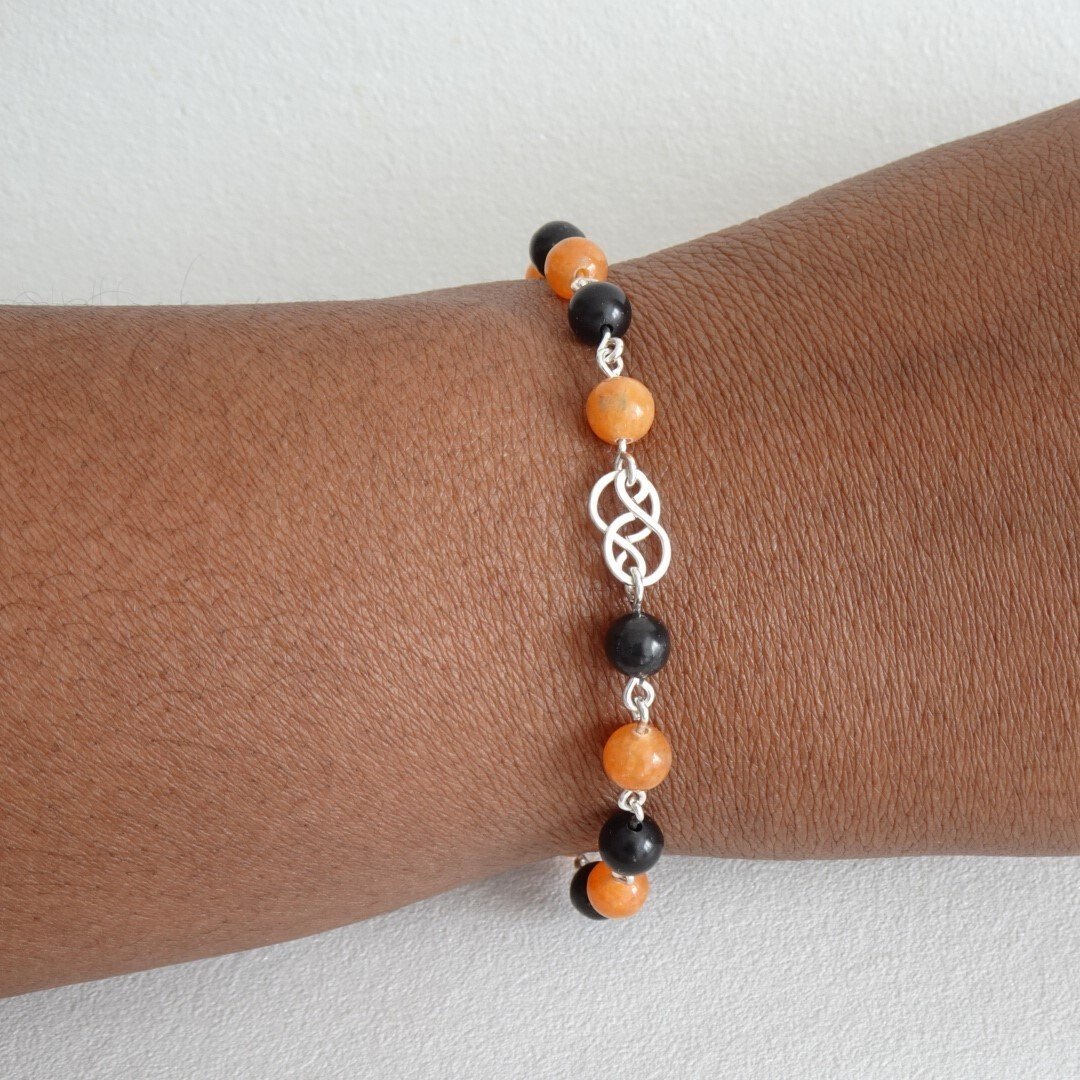 Bracelet calcite orange et shungite