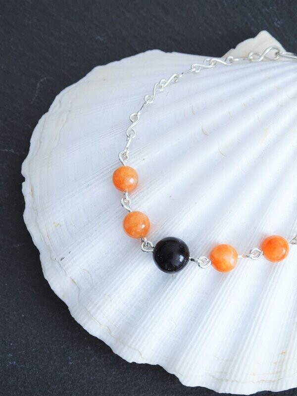 Bracelet fin shungite et calcite orange