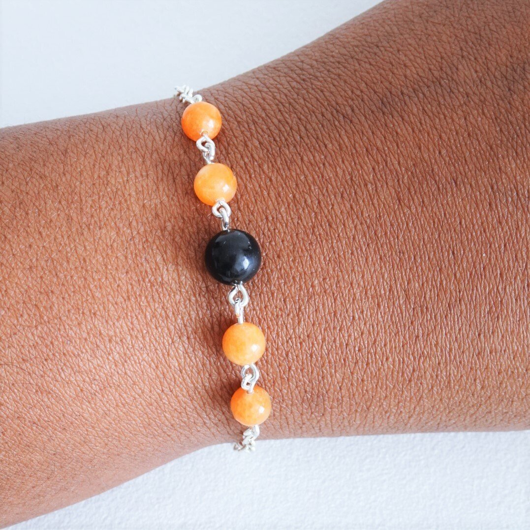 Bracelet fin shungite et calcite orange