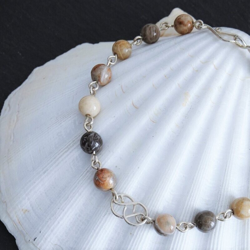 Bracelet jaspe corail fossile