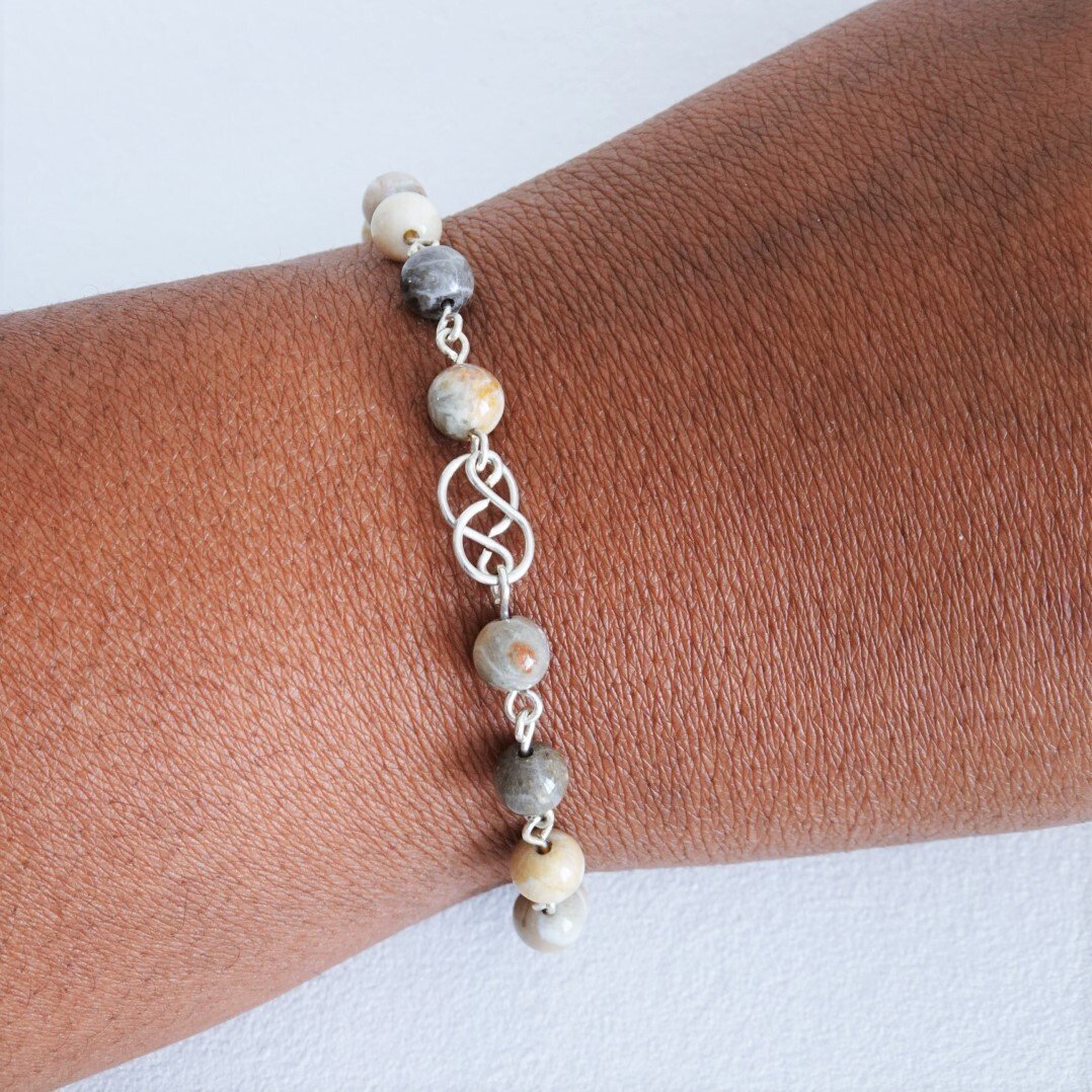 Bracelet jaspe corail fossile