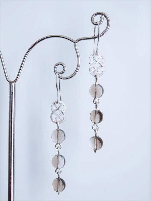 Boucles d oreilles quartz fume en argent
