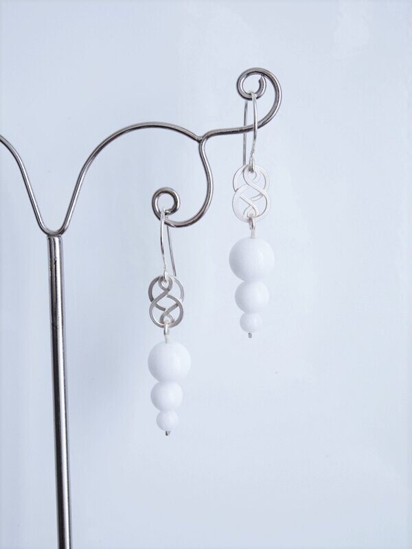 Boucles d oreilles jade blanc en argent