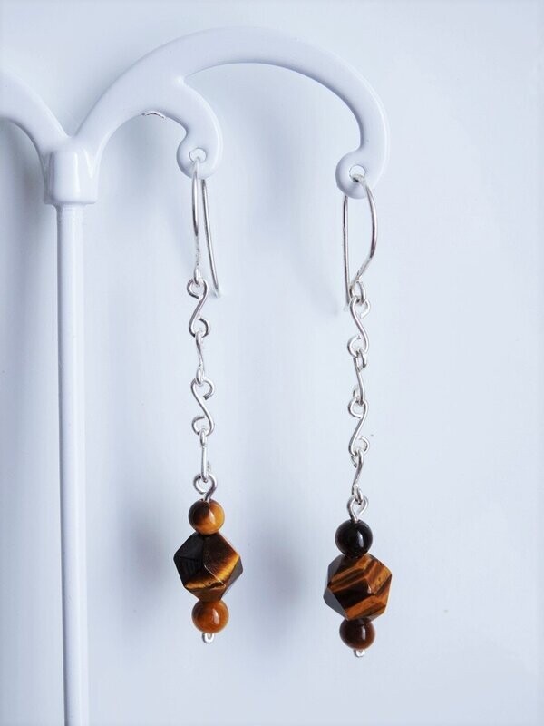 Boucles d oreilles oeil de tigre en argent