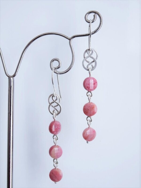Boucles d oreilles rhodonite en argent