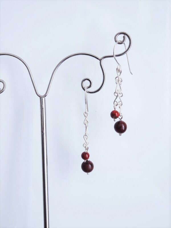 Boucles d oreilles jaspe brechique en argent