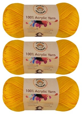 100% Acrylic "Golden" Yarn 3-Pack Set For Knitting & Crochet DIY Art Craft