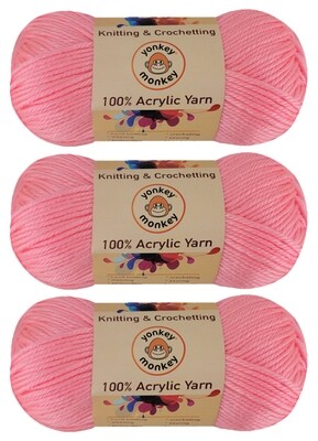 100% Acrylic "Pink" Yarn 3-Pack Set For Knitting & Crochet DIY Art Craft 100% Acrylic "Pink" Yarn 3-Pack Set For Knitting & Crochet DIY Art Craft