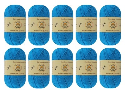 10-Pack Yonkey Monkey Skein Tencel Yarn - 70% Bamboo, 30% Cotton (Blue 9056)